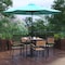 Flash Furniture Patio Set-35" Table-4 Chairs-Teal Umbrella-Base XU-DG-810060064-UB19BTL-GG - alternate 1